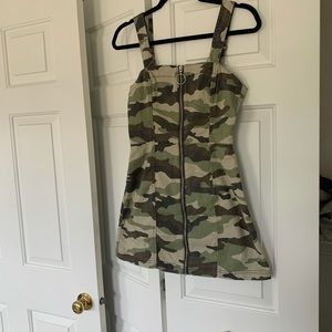 Denim camp dress with full zipper